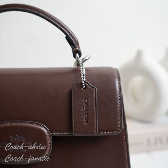 NWT Coach CT852 Eliza Top Handle Bag Leather Crossbody in Silver/Maple - Picture 6 of 12